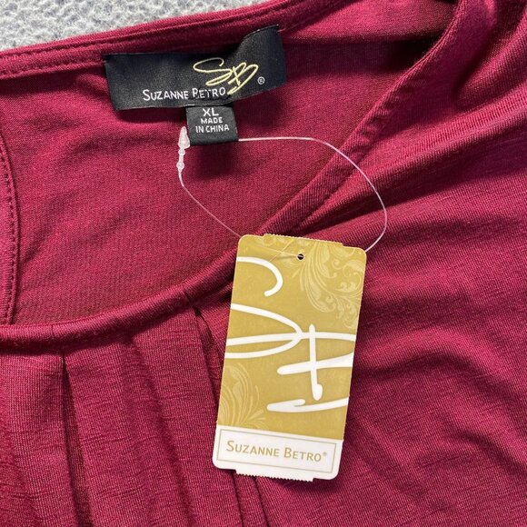 Suzanne Betro Shirt Top Women Size XL 3/4 Sleeve Relaxed,Pleated Front,Soft - Picture 3 of 12